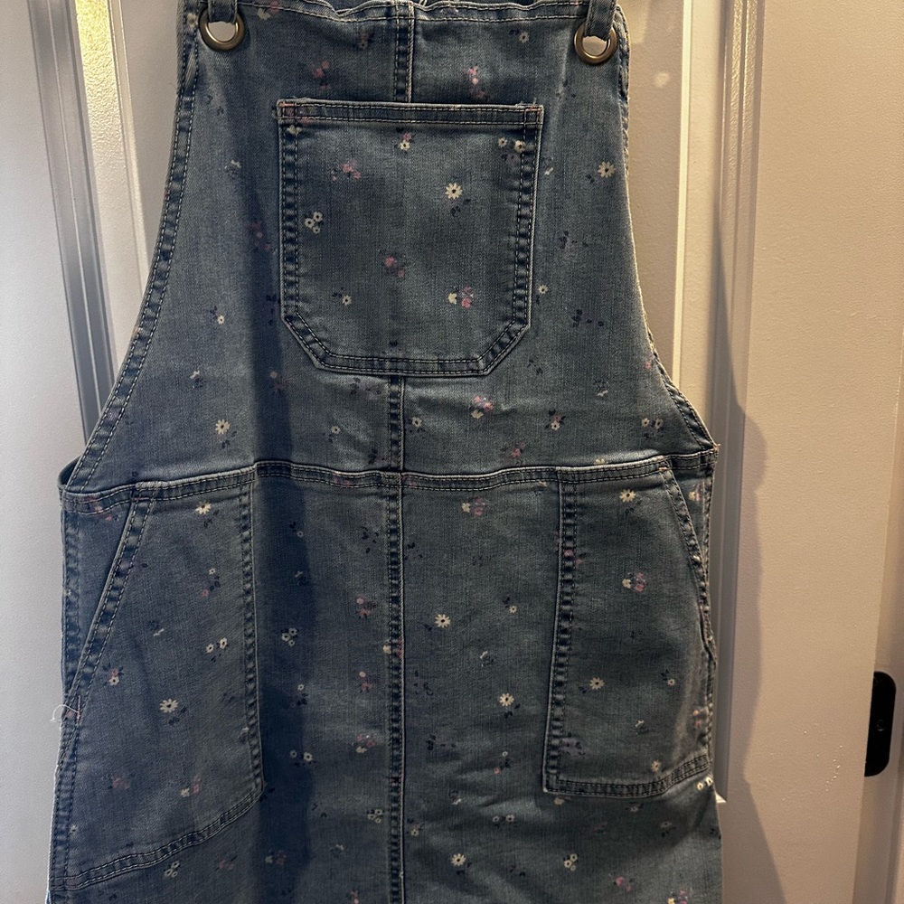 Cat & Jack Girls Floral Denim Overall Dress – Size 10/12